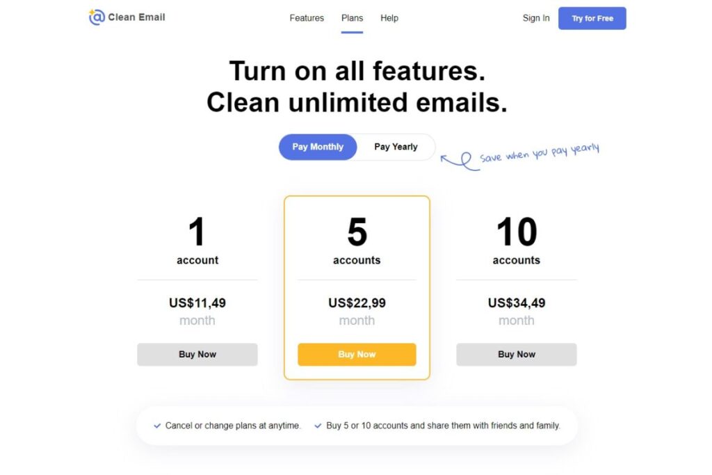 Clean Email pricing and plans