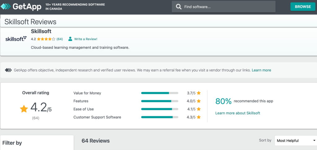 Customer feedback on Skillsoft